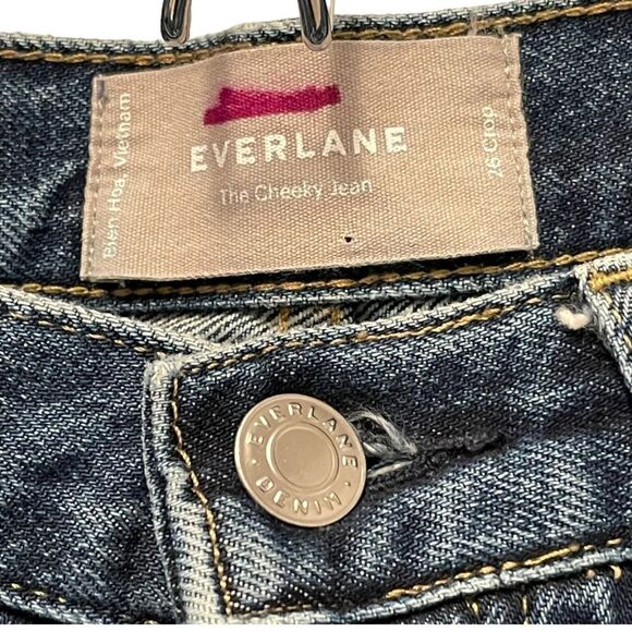 Everlane The Cheeky Ripped Knee Jean Mid Wash Distressed Cropped - Picture 6 of 8